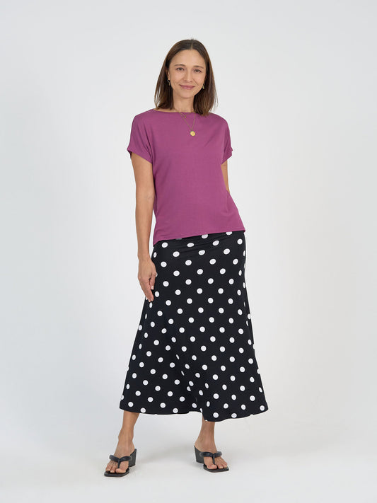 Lou Lou Jackson Bamboo A-Line Maxi Skirt (Polka Dot)