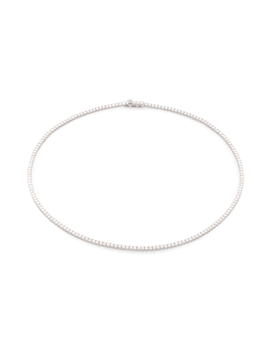 Image of Necklaces. Product name - Wimbledon Silver Diamond Tennis Necklace in colour by brand - LAVANA