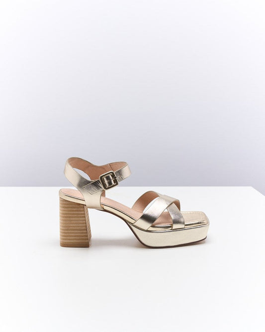 Image of Sandals. Productname: Walnut Melbourne Winslet Leather Heel in Soft Gold colour by brand - Walnut Melbourne