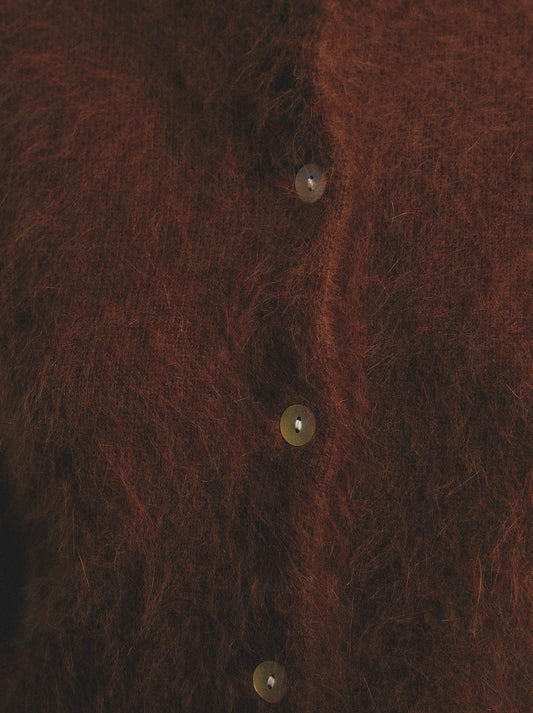 WORLD OF NOMADS CLAUDIA SHORT SLEEVE CASHMERE CARDIGAN (Chocolate)