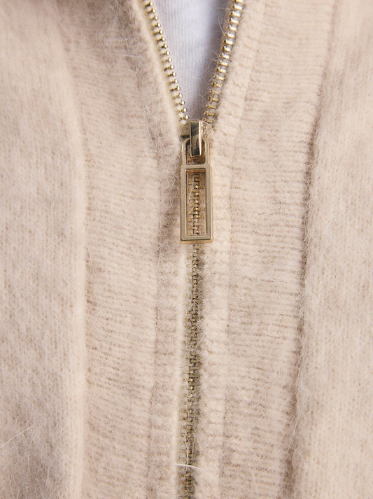 WORLD OF NOMADS FELIX ZIP CASHMERE CARDIGAN (Oatmeal)
