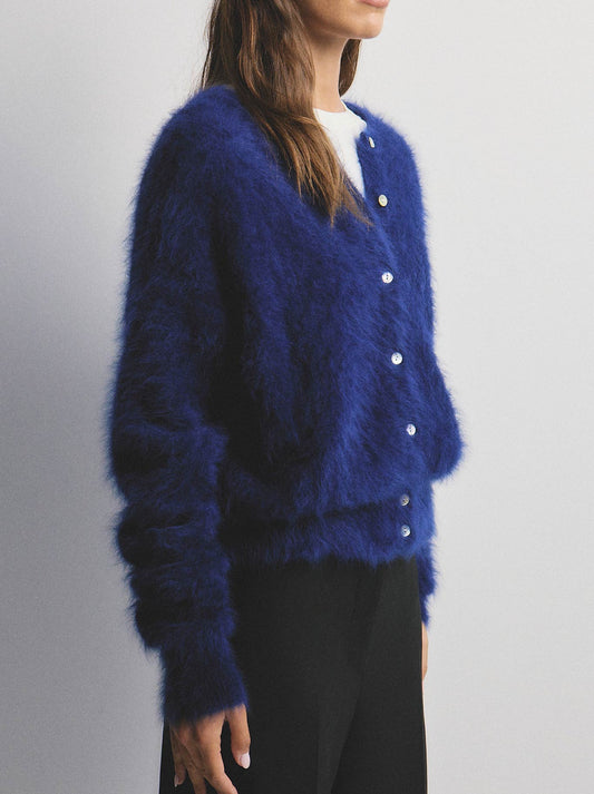 WORLD OF NOMADS FRANKIE CREW NECK CASHMERE CARDIGAN (Navy)