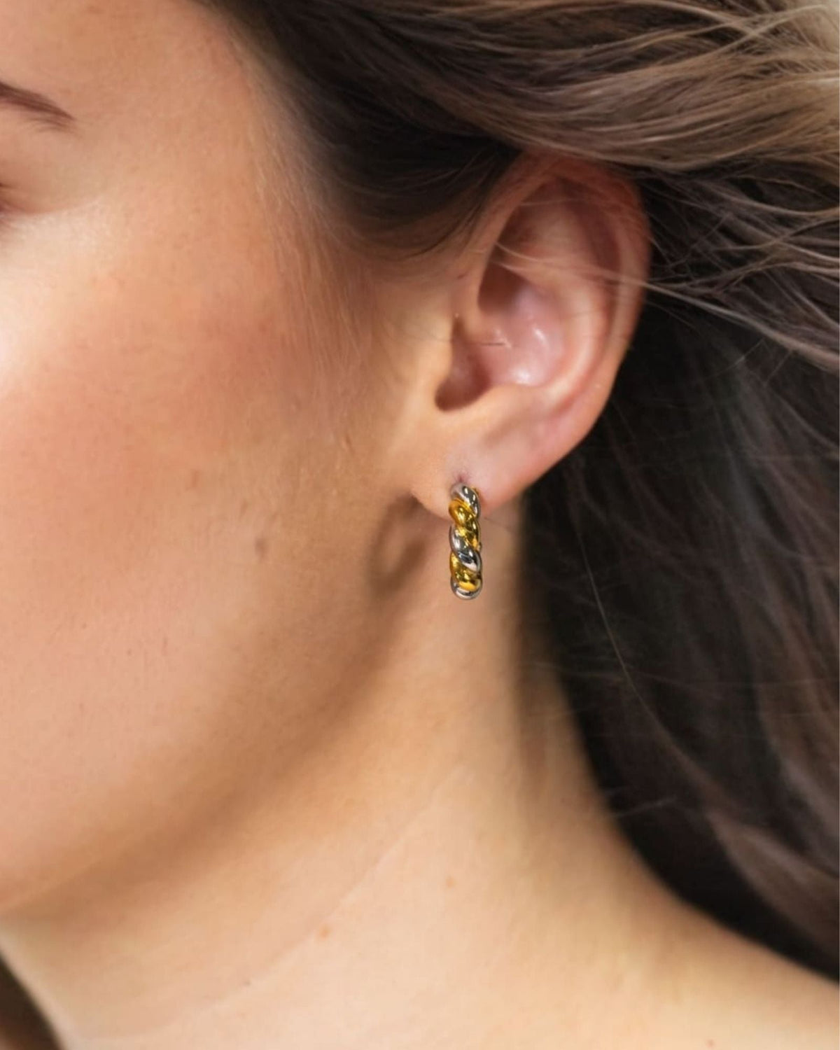 LAVANA Woven Two Tone Hoop Earrings