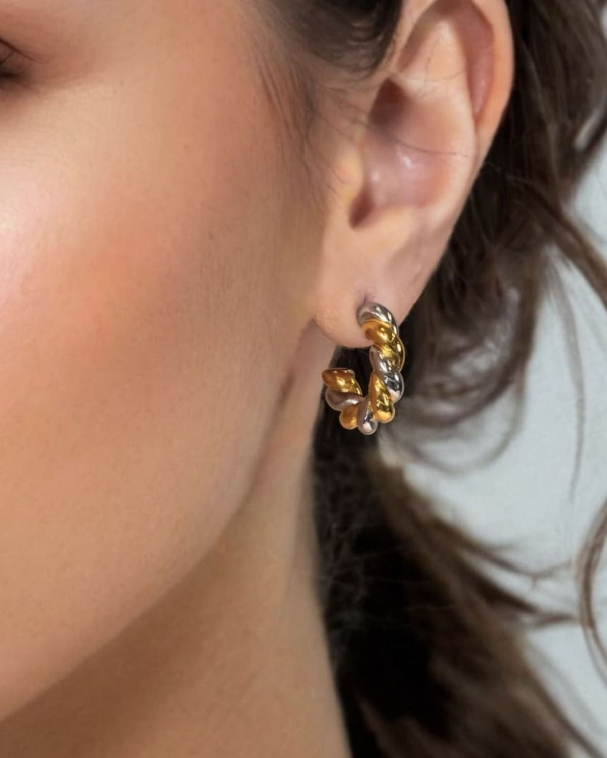 LAVANA Woven Two Tone Hoop Earrings