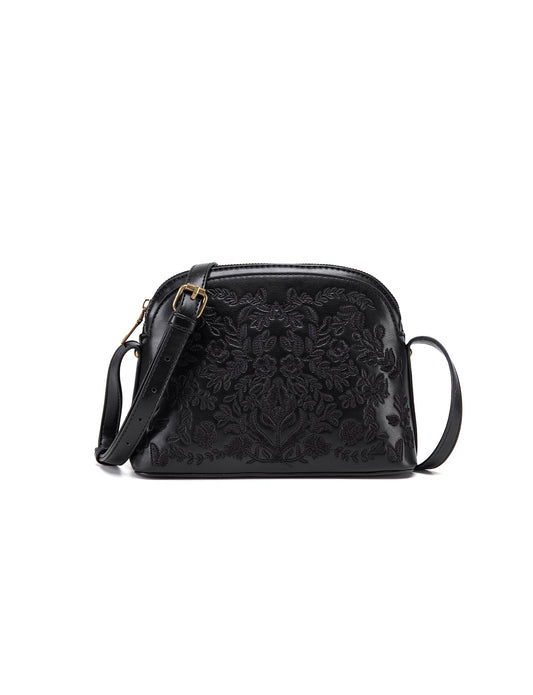 LYLA ECO EMBROIDERED VEGAN XBODY BAG-XB-2354-BLK- SALE