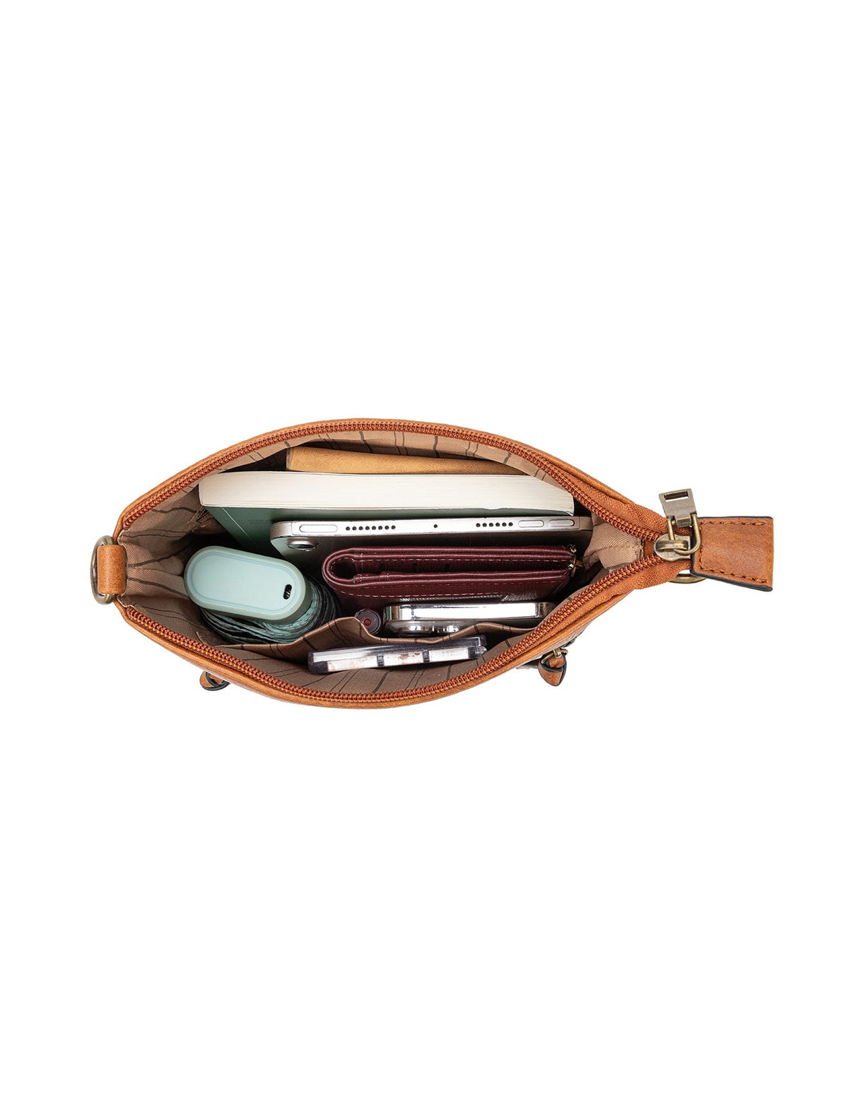 MIRANDA XBODY BAG WITH ZIPS - TAN & BLACK