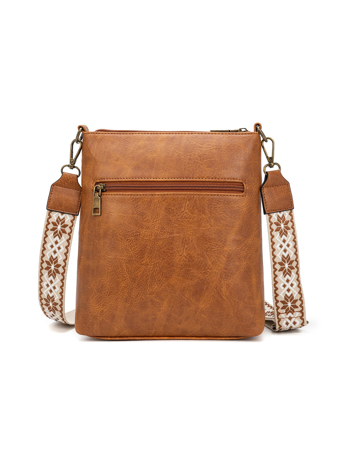 MIRANDA XBODY BAG WITH ZIPS - TAN & WHITE