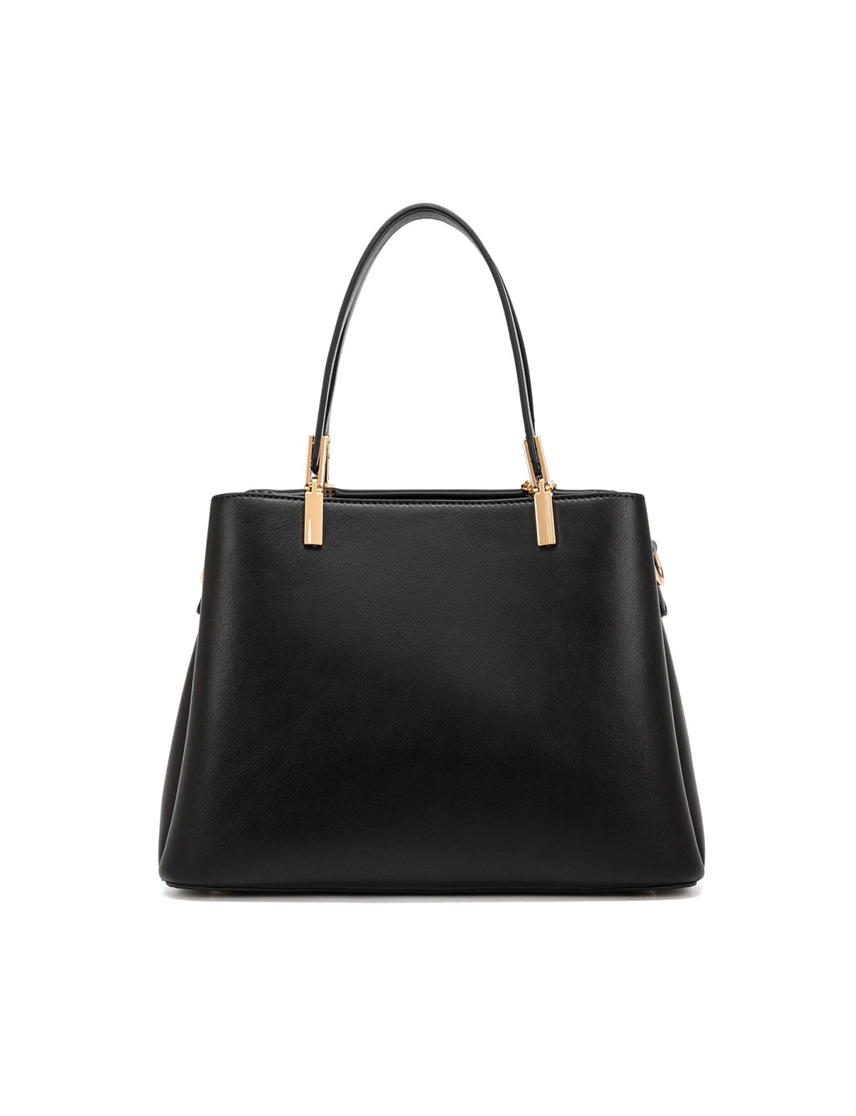 SYDNEY TRIPLE COMPARTMENT BAG WITH RAFFIA DETAIL AND XBODY STRAP - BLACK