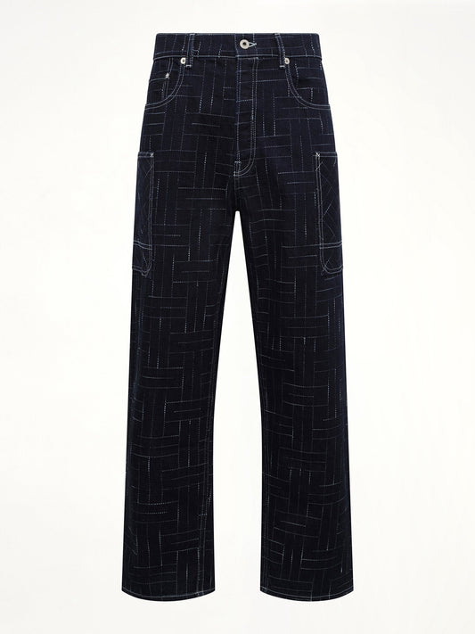 KENZO Kenzo Weave Cargo Monkey Fit Jeans (Rinse Blue Denim)