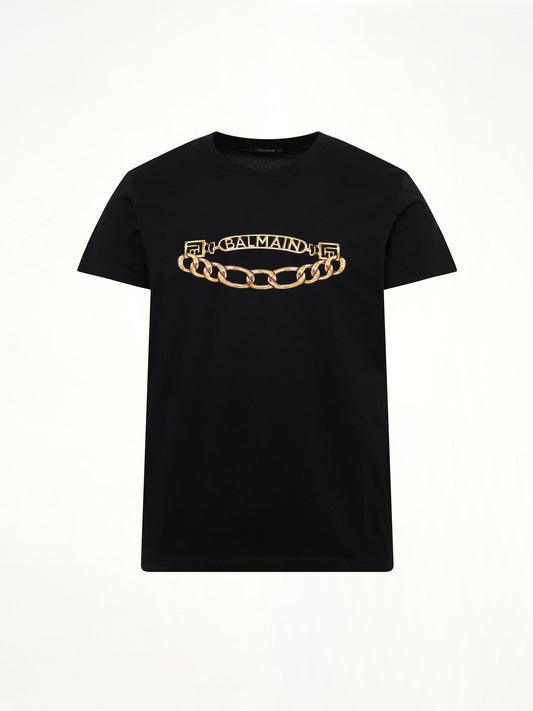 Balmain Chain Logo T-Shirt (Black/Gold)