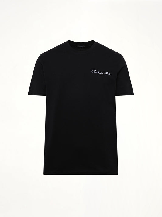 BALMAIN Balmain Signature Embroidered T-Shirt (Black/White)