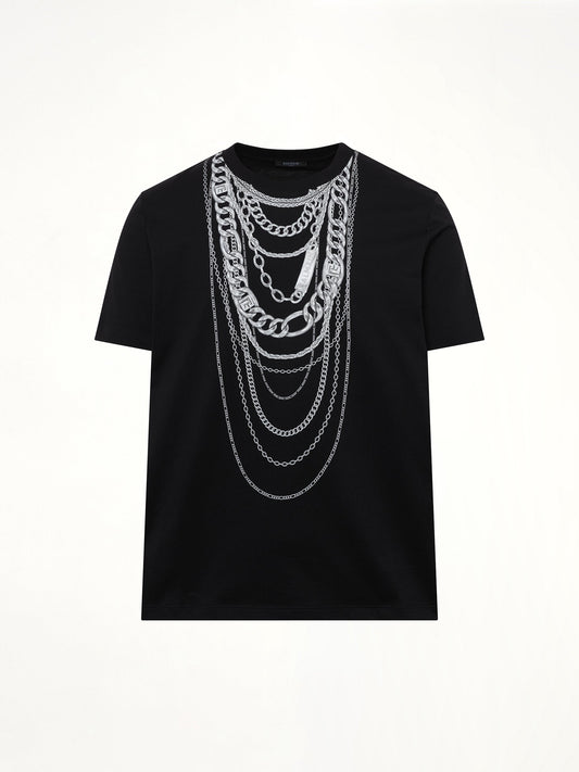BALMAIN Chain Trompe L'Oeil T-Shirt (Black/White)
