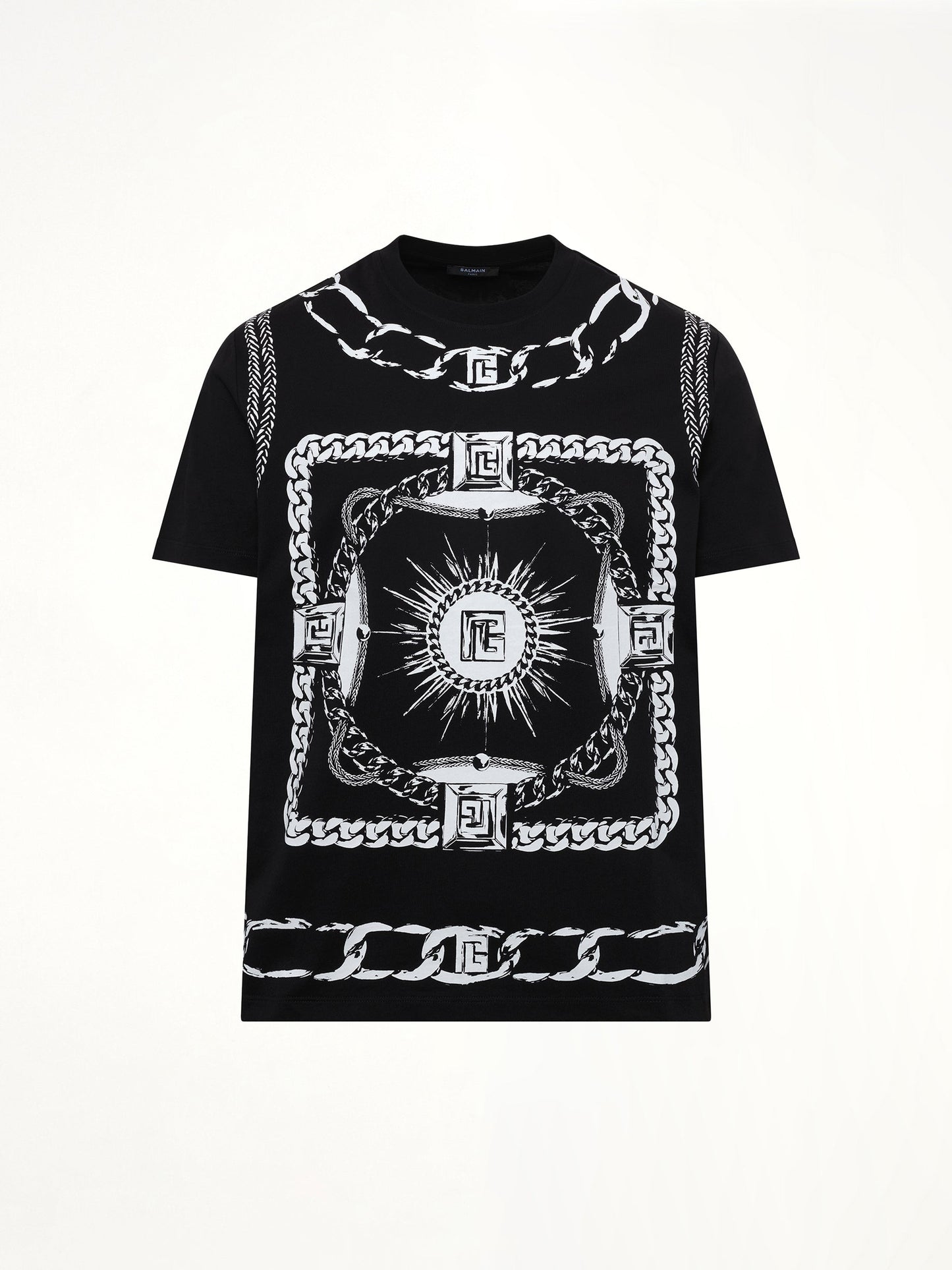 BALMAIN Foulard Print T-Shirt (Black)