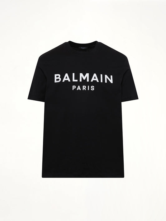 BALMAIN Logo Printed Straight Fit T-shirt (Black/White)