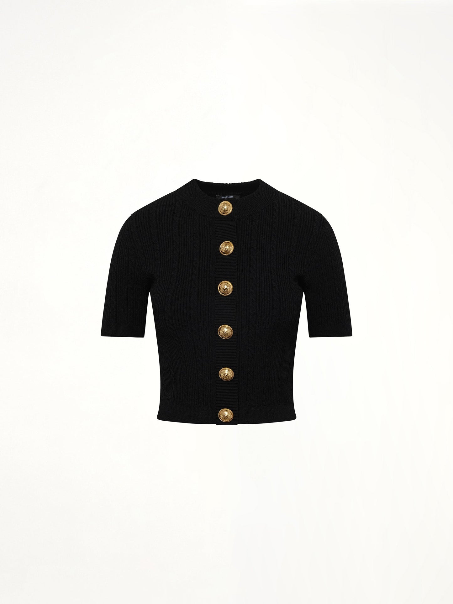 BALMAIN SS Buttoned Torsade Knit Cardigan (Black)
