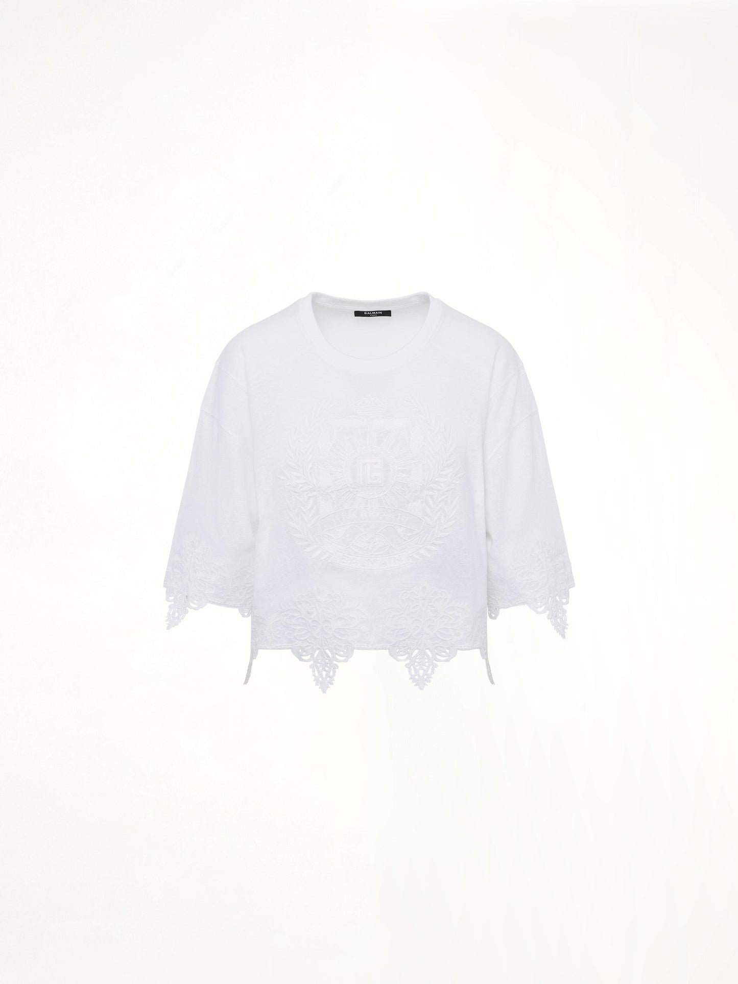 BALMAIN Balmain Emblem Baseball T-Shirt (White)