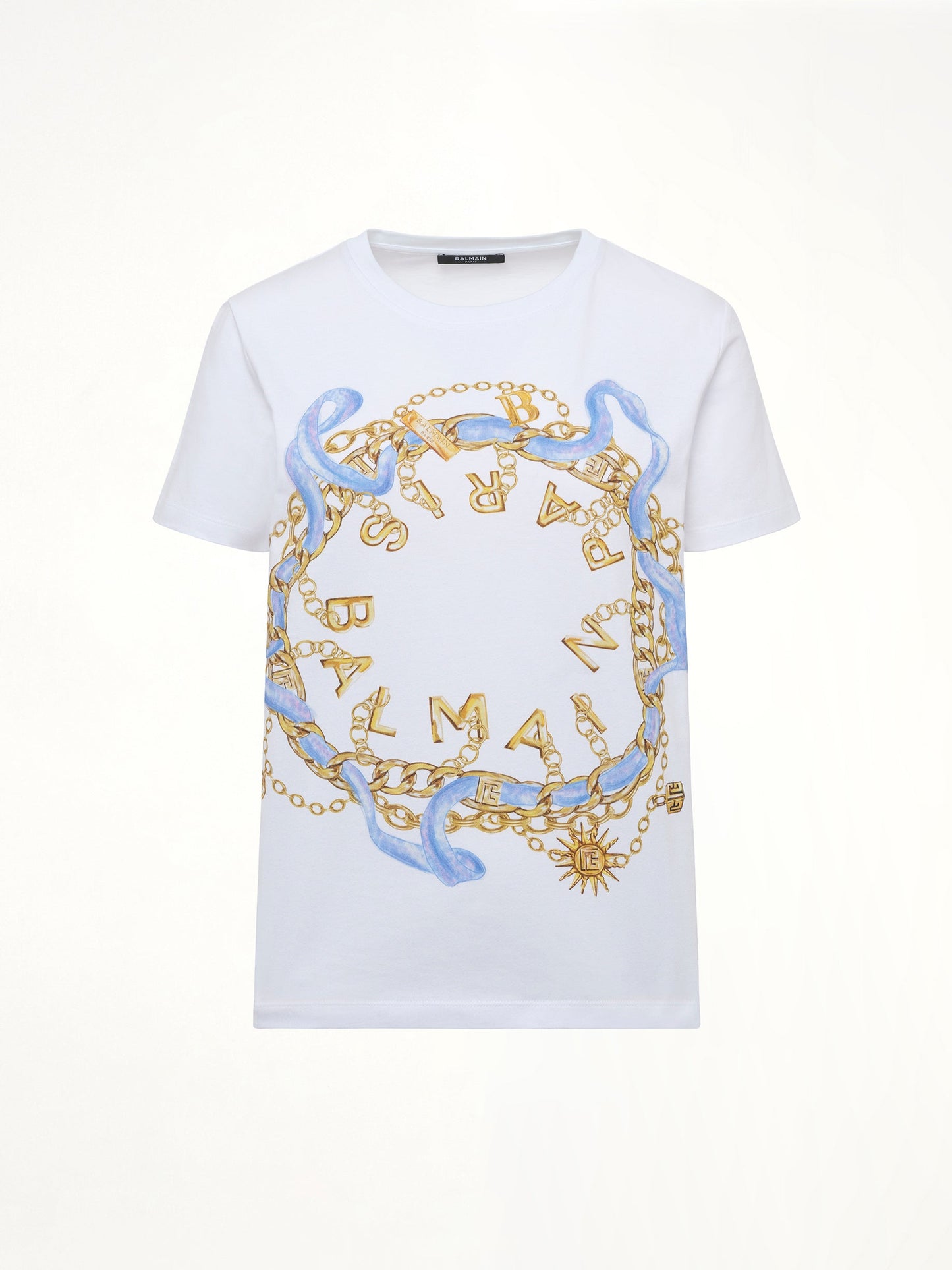 BALMAIN Balmain Paris Chain T-Shirt (White/Blue/Gold)