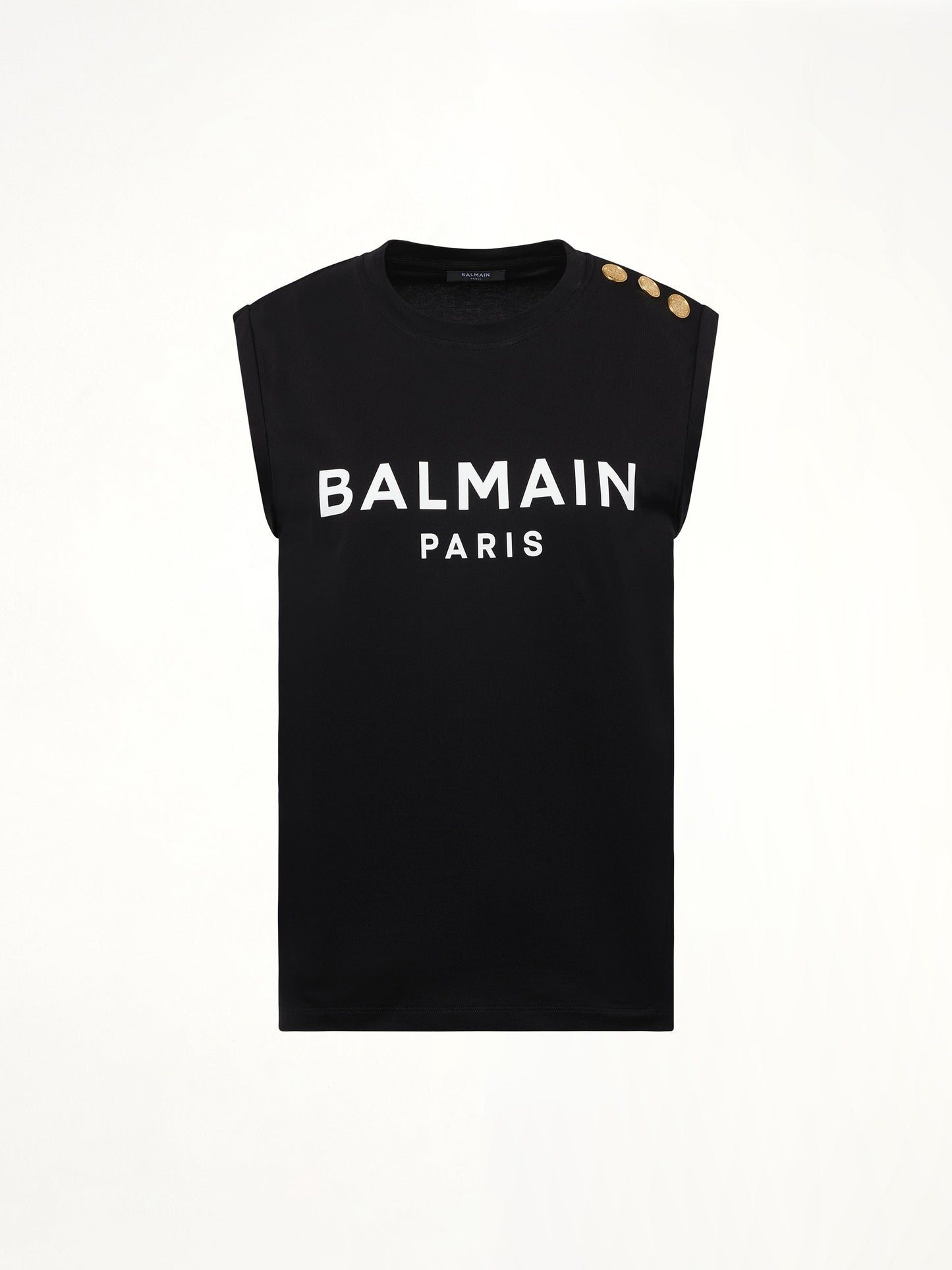 BALMAIN 3 Buttons Logo Tank Top (Black)