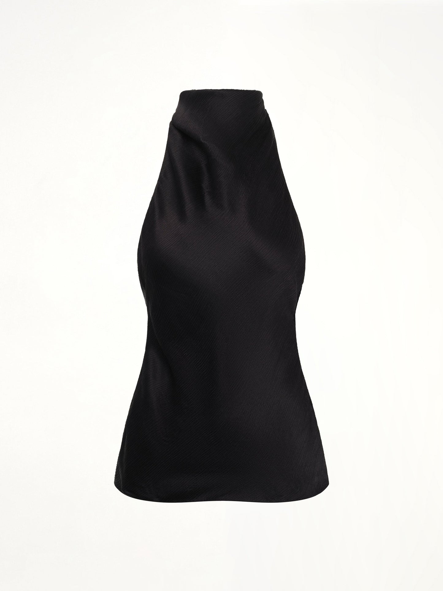 BALMAIN Halterneck Crepe Satin Top (Black)