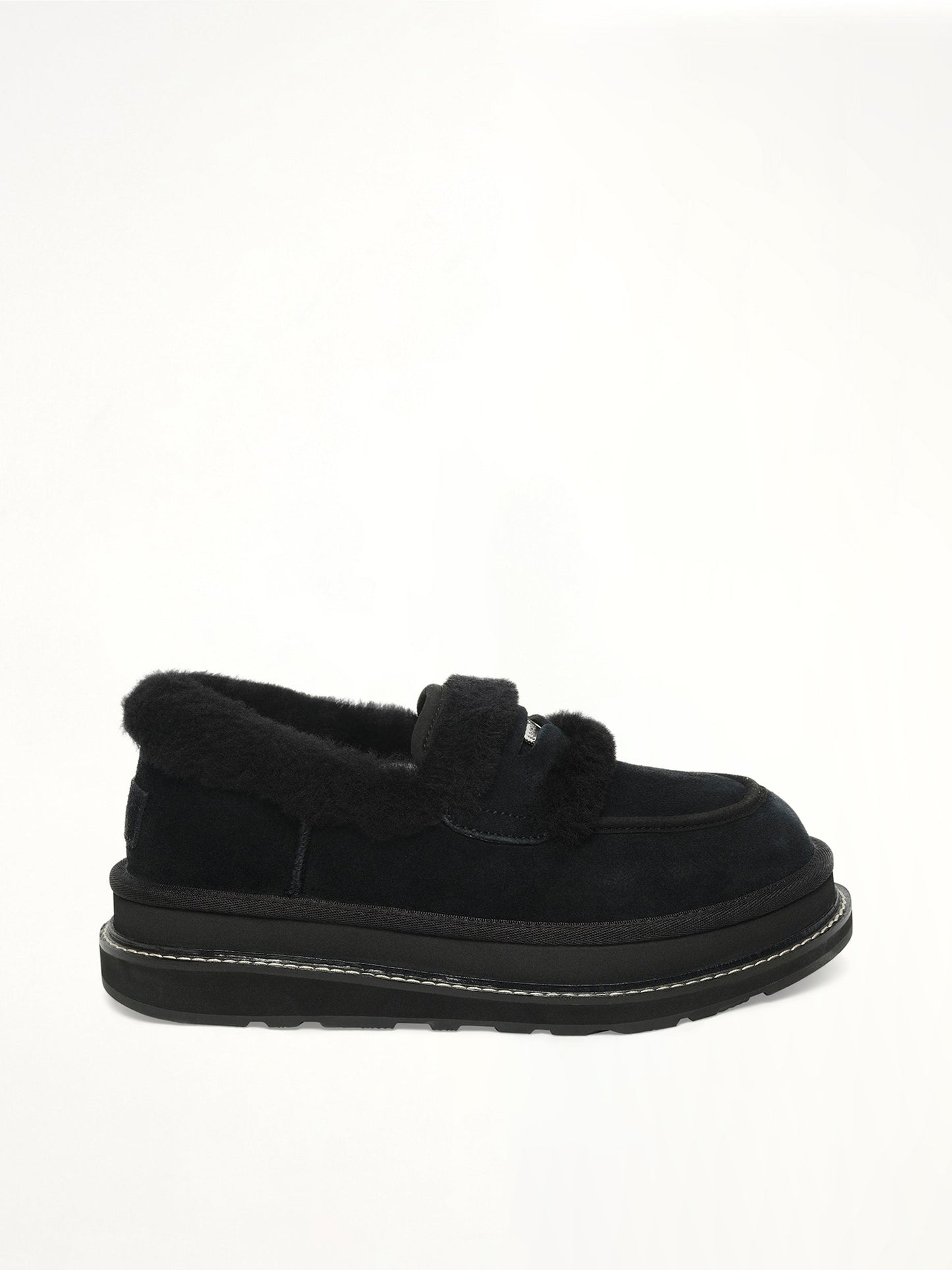 Image of Flats. Product name - UGG sacai Loafer in Black colour by brand - SACAI