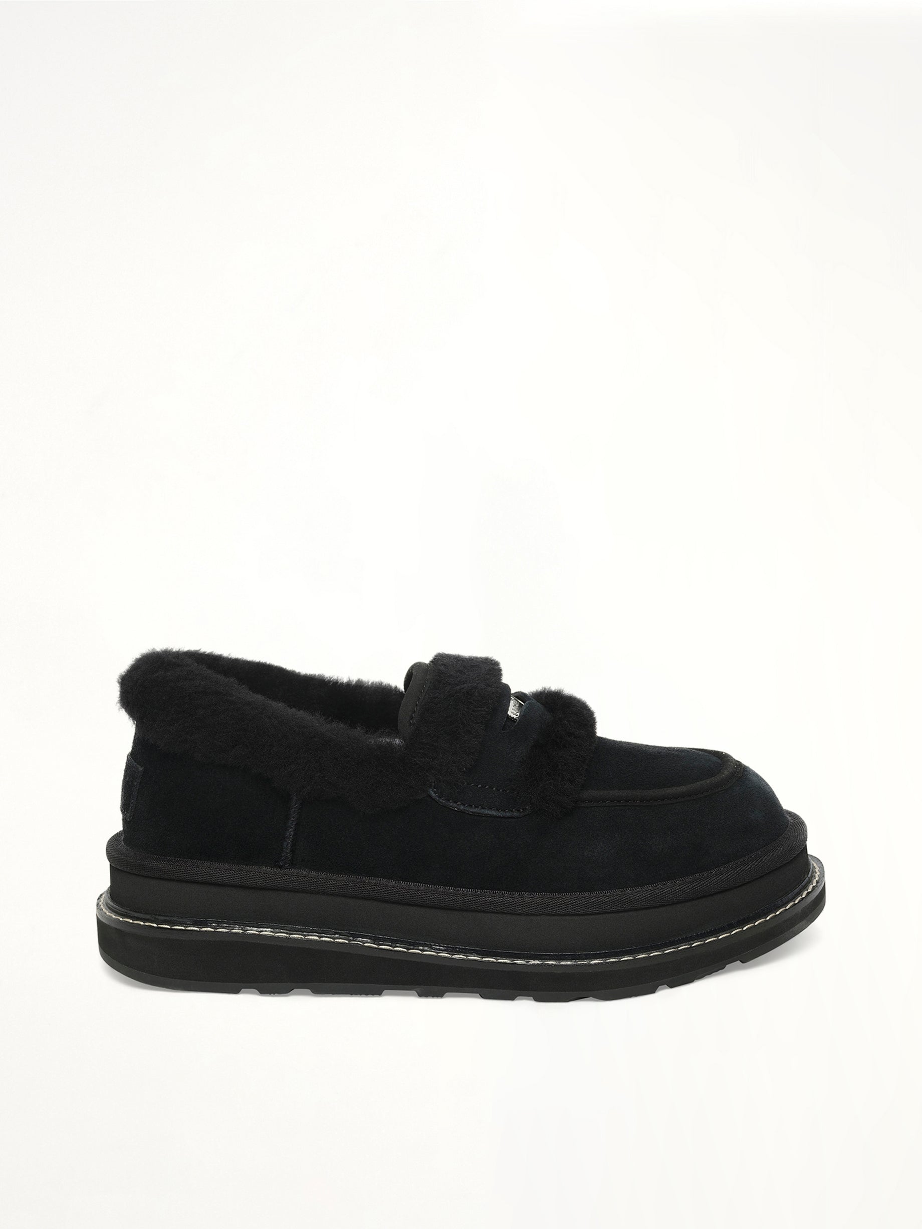 Image of Flats. Product name - UGG sacai Loafer in Black colour by brand - SACAI