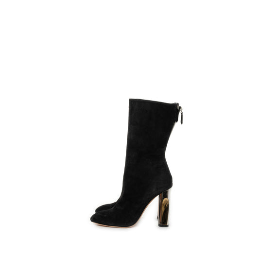 Image of Boots. Product name - Suede Low Boots in Black colour by brand - ALEXANDER MCQUEEN