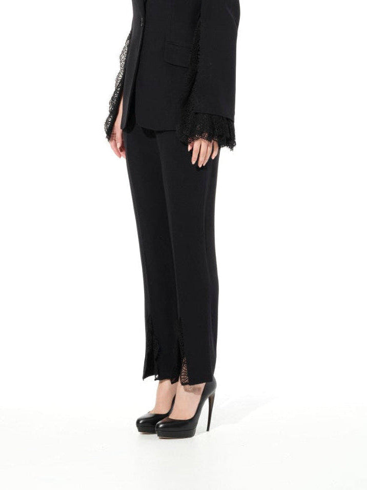 ALEXANDER MCQUEEN Leaf Lace Cig Pants (Black)