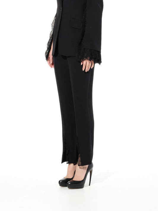 ALEXANDER MCQUEEN Leaf Lace Cig Pants (Black)