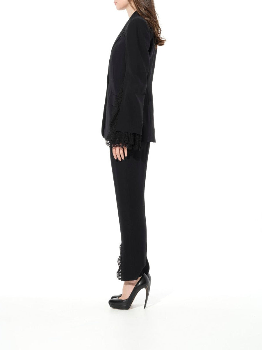 ALEXANDER MCQUEEN Leaf Lace Cig Pants (Black)