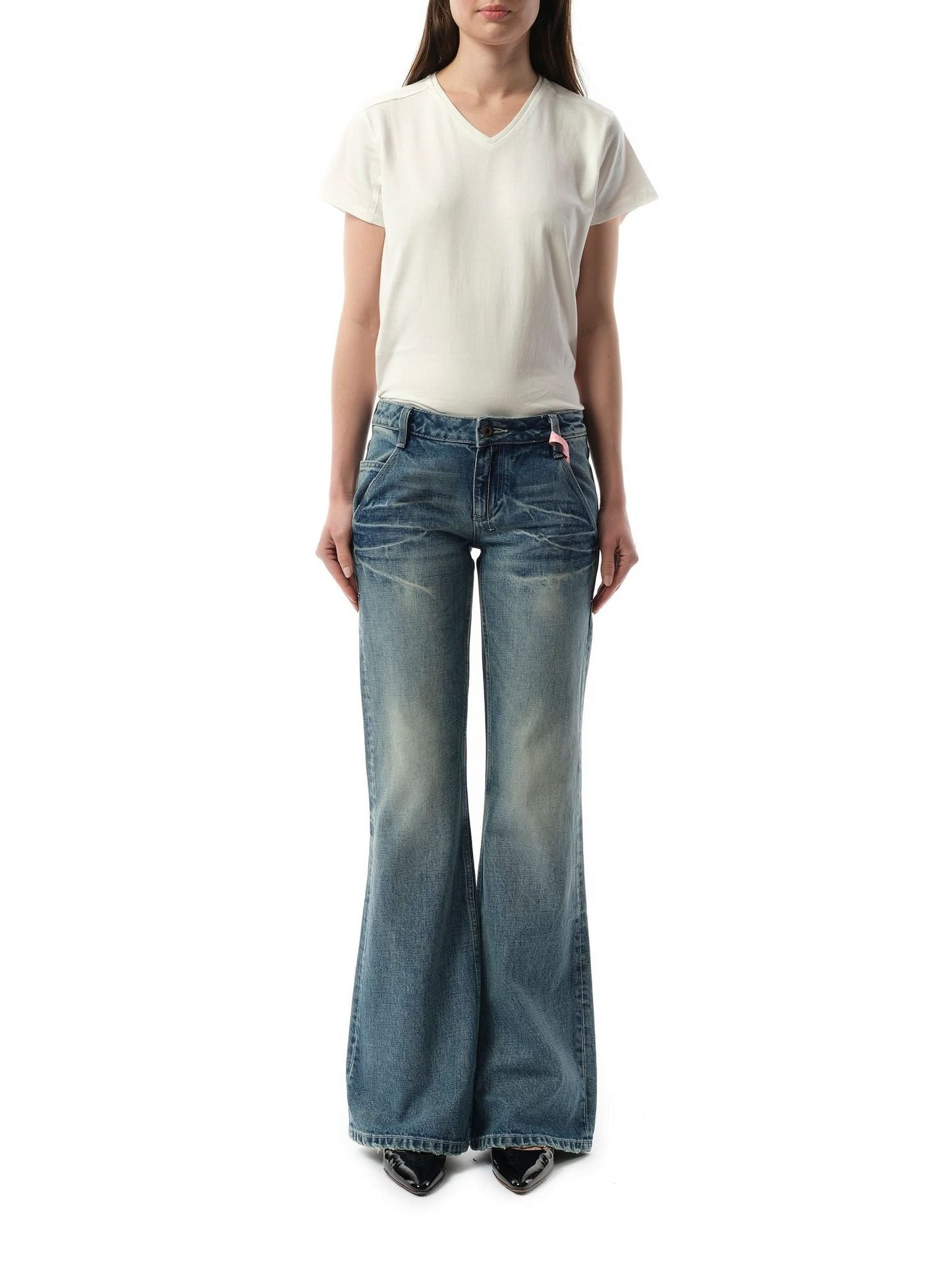 FAX COPY EXPRESS Low-rise Slim Fit Flared Jeans (Blue)