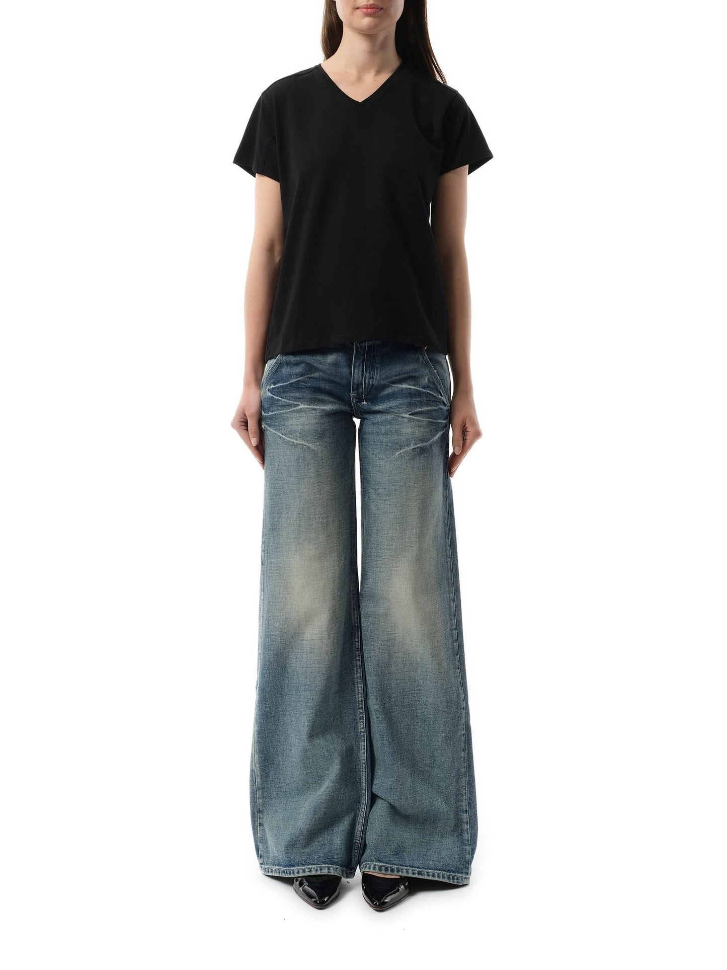 FAX COPY EXPRESS V-Neck Short Sleeve T-Shirt (Black)