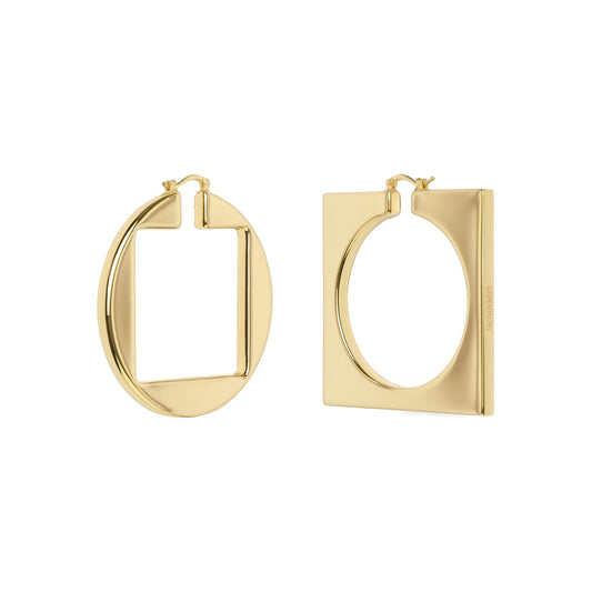 Image of Earrings. Productname: JACQUEMUS Les Creoles Rond Carre in GOLD colour by brand - JACQUEMUS