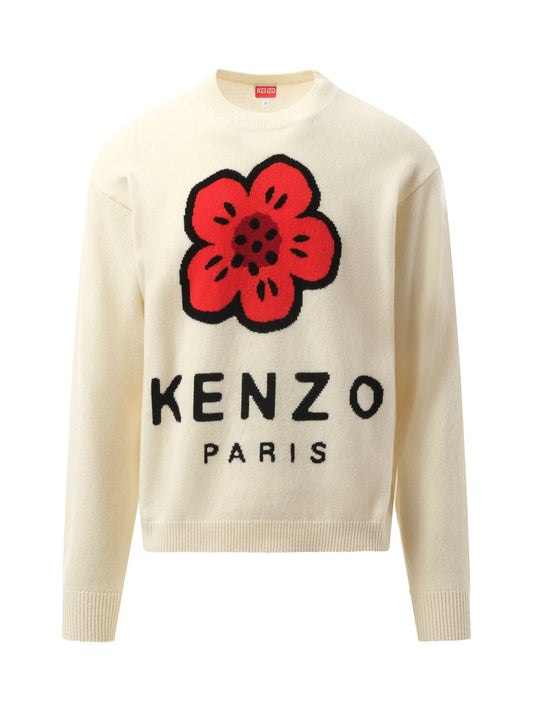 KENZO Knit Boke Flower Placed Sweater (White)