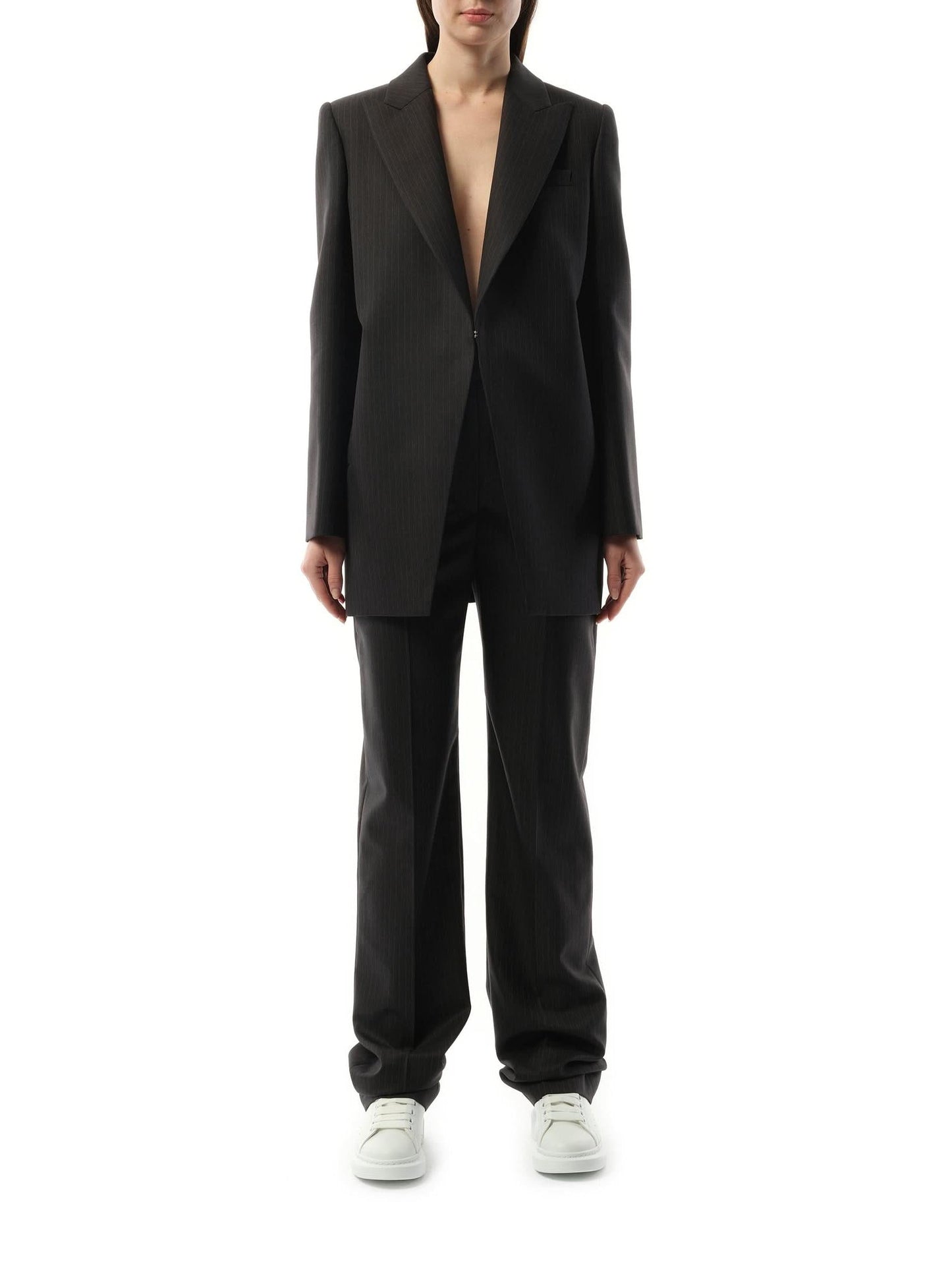 ALEXANDER MCQUEEN Cut Away Long Jacket (Grey)