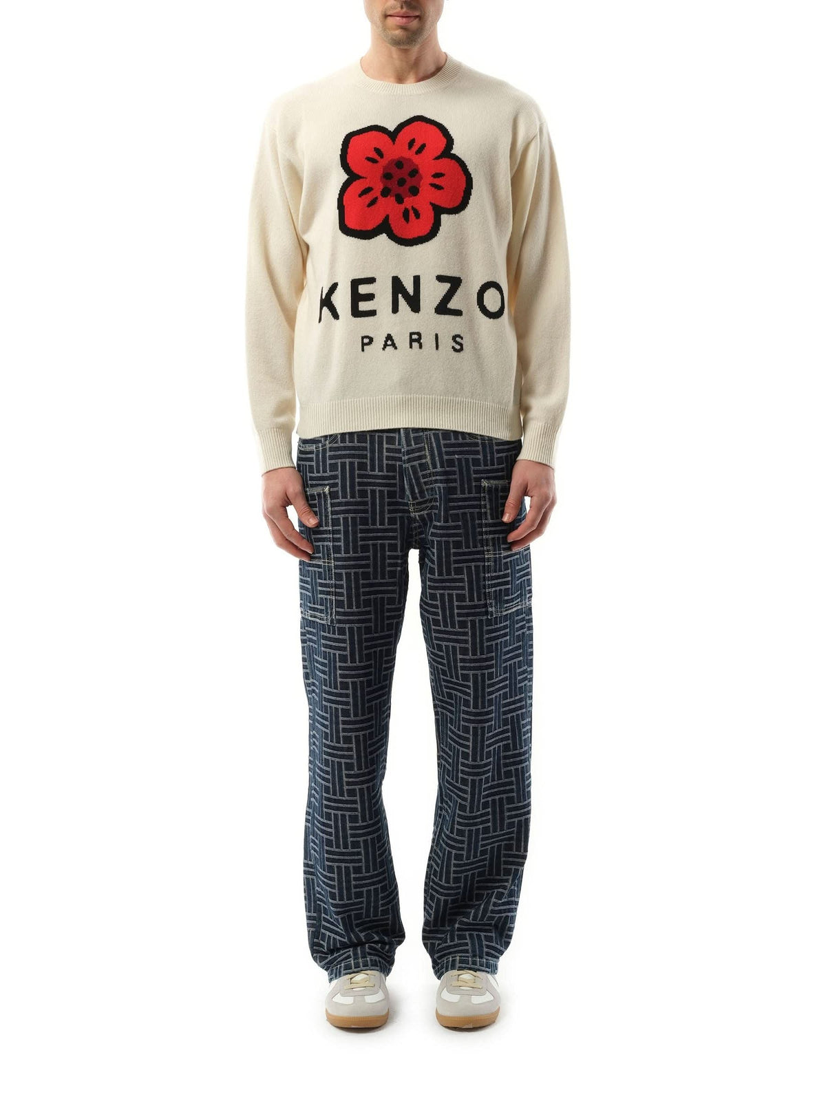 KENZO Knit Boke Flower Placed Sweater (White)