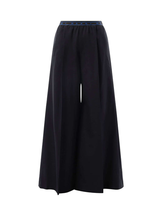 MARNI Flared Wool Trousers (Navy)
