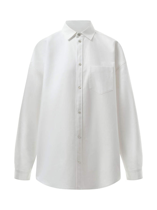 BALENCIAGA Cotton Poplin Outwear Shirt (White)