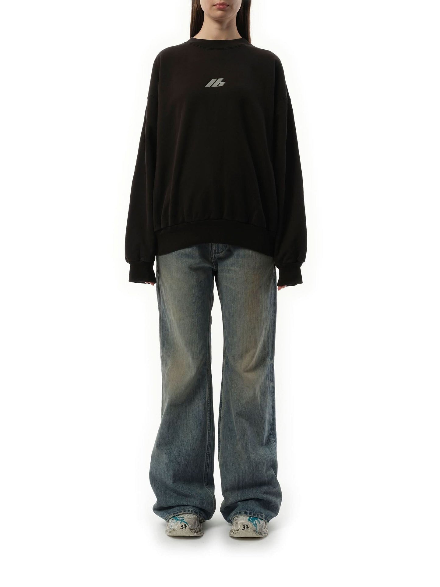 BALENCIAGA Activewear Logo Medium Fit Sweatshirt (Black)