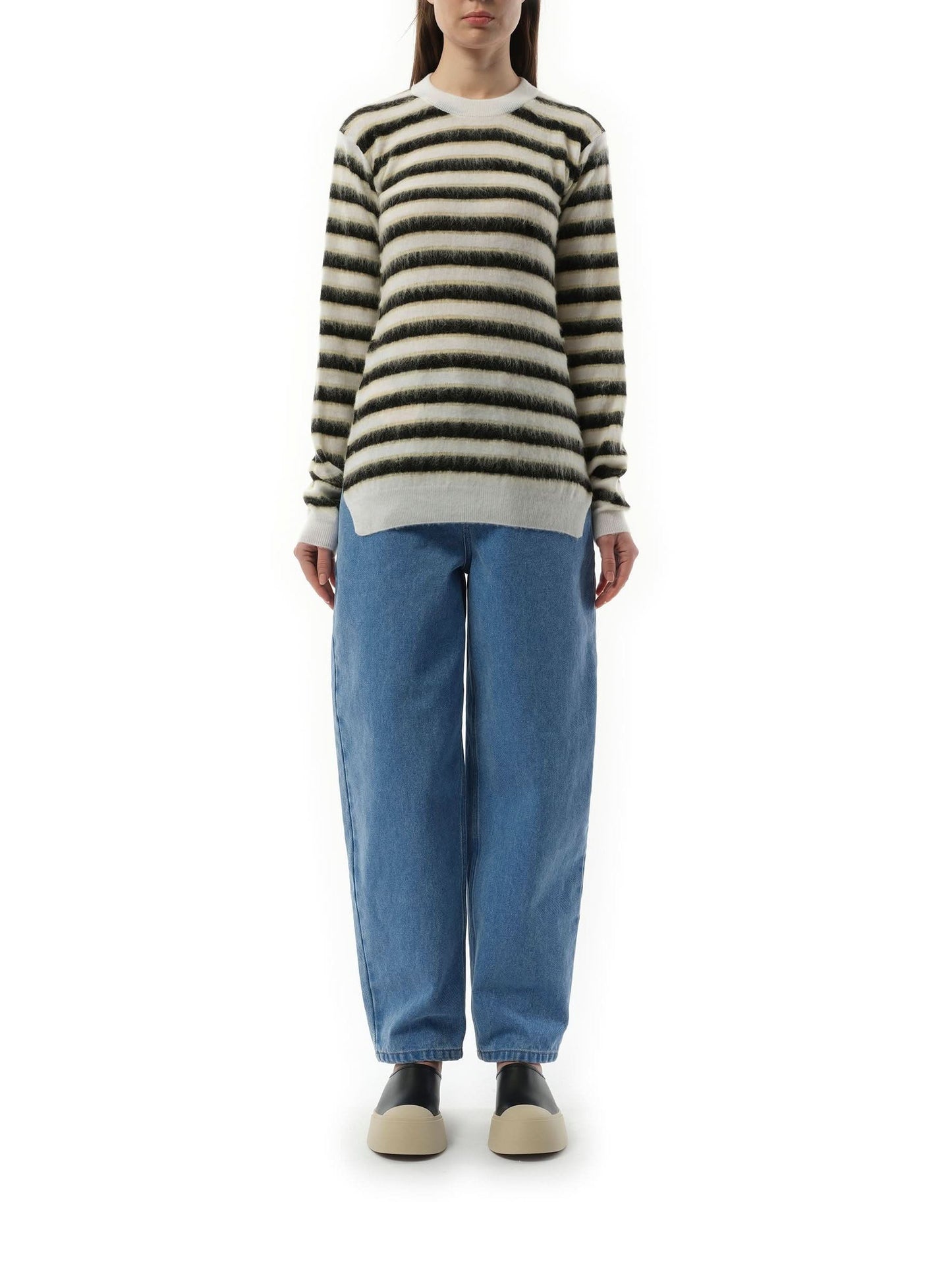 MARNI Mohair Stripe Sweater (White)