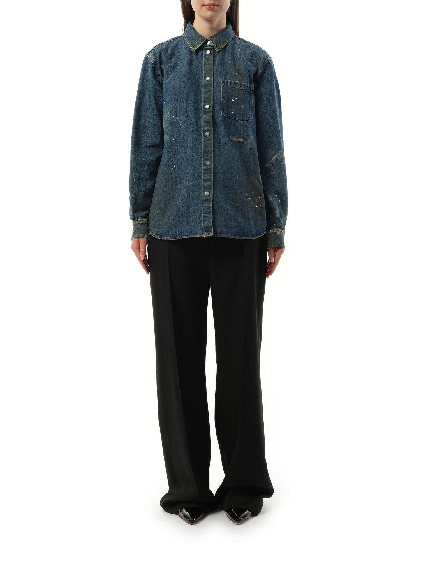 HELMUT LANG Painted Denim Shirt (Blue)