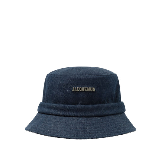 Image of Hats. Productname: JACQUEMUS Le Bob Gadjo Bucket Hat in NAVY colour by brand - JACQUEMUS