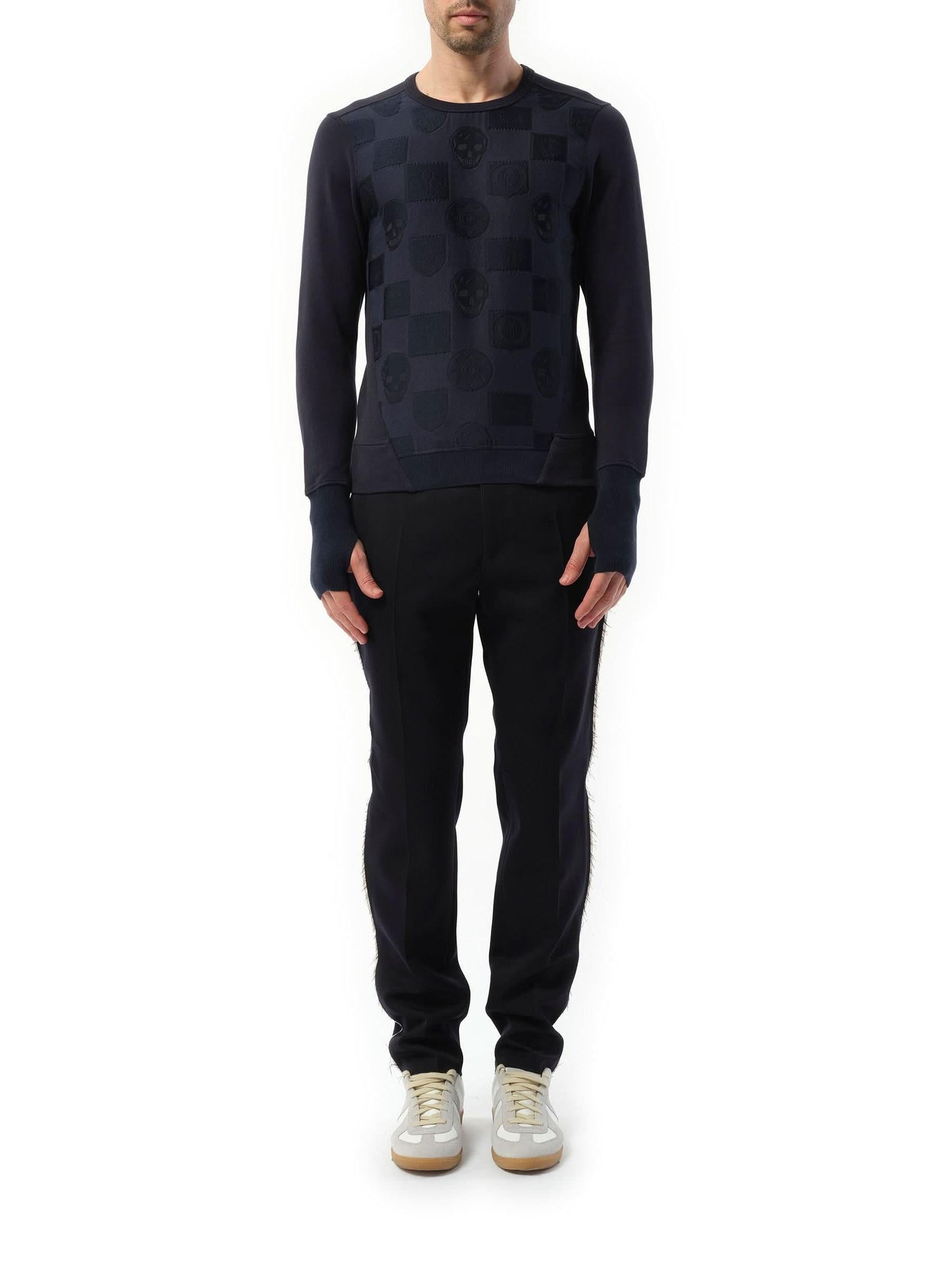 ALEXANDER MCQUEEN Jacquard Front Sweatshirt (Navy)