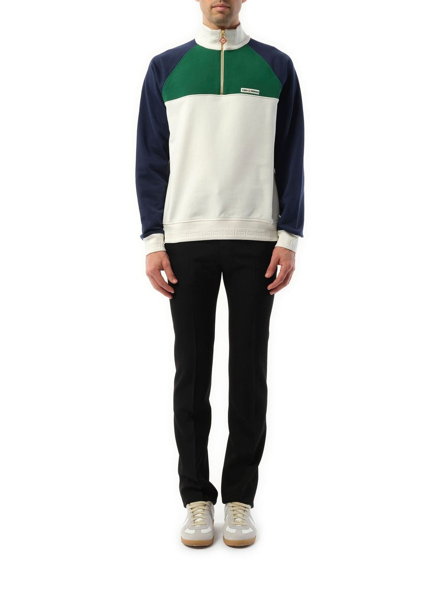 CASABLANCA Quarter Zip Colourblock Sweatshirt (Green)