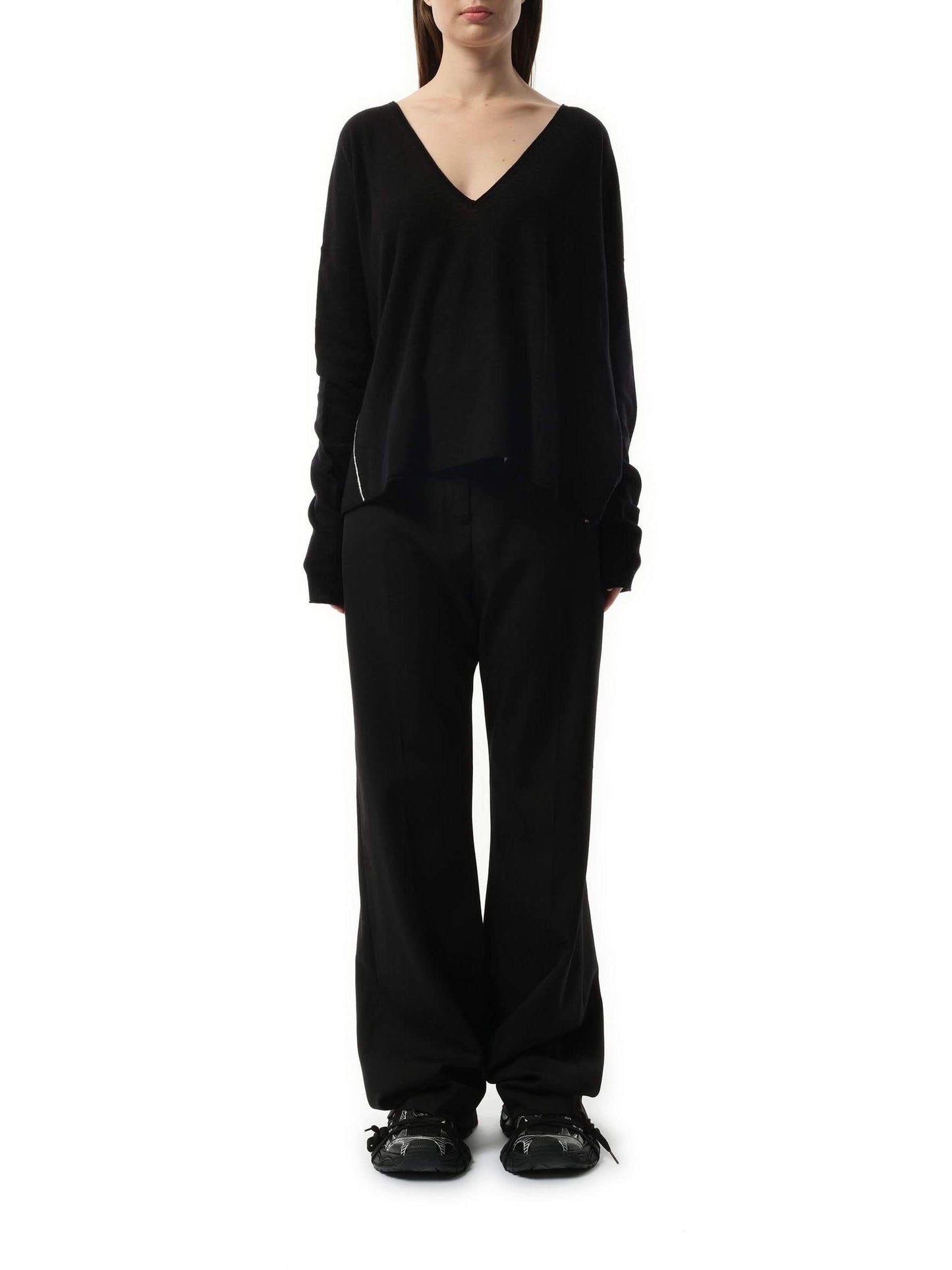 FAX COPY EXPRESS Double-sided V Neckline Sweater (Black)