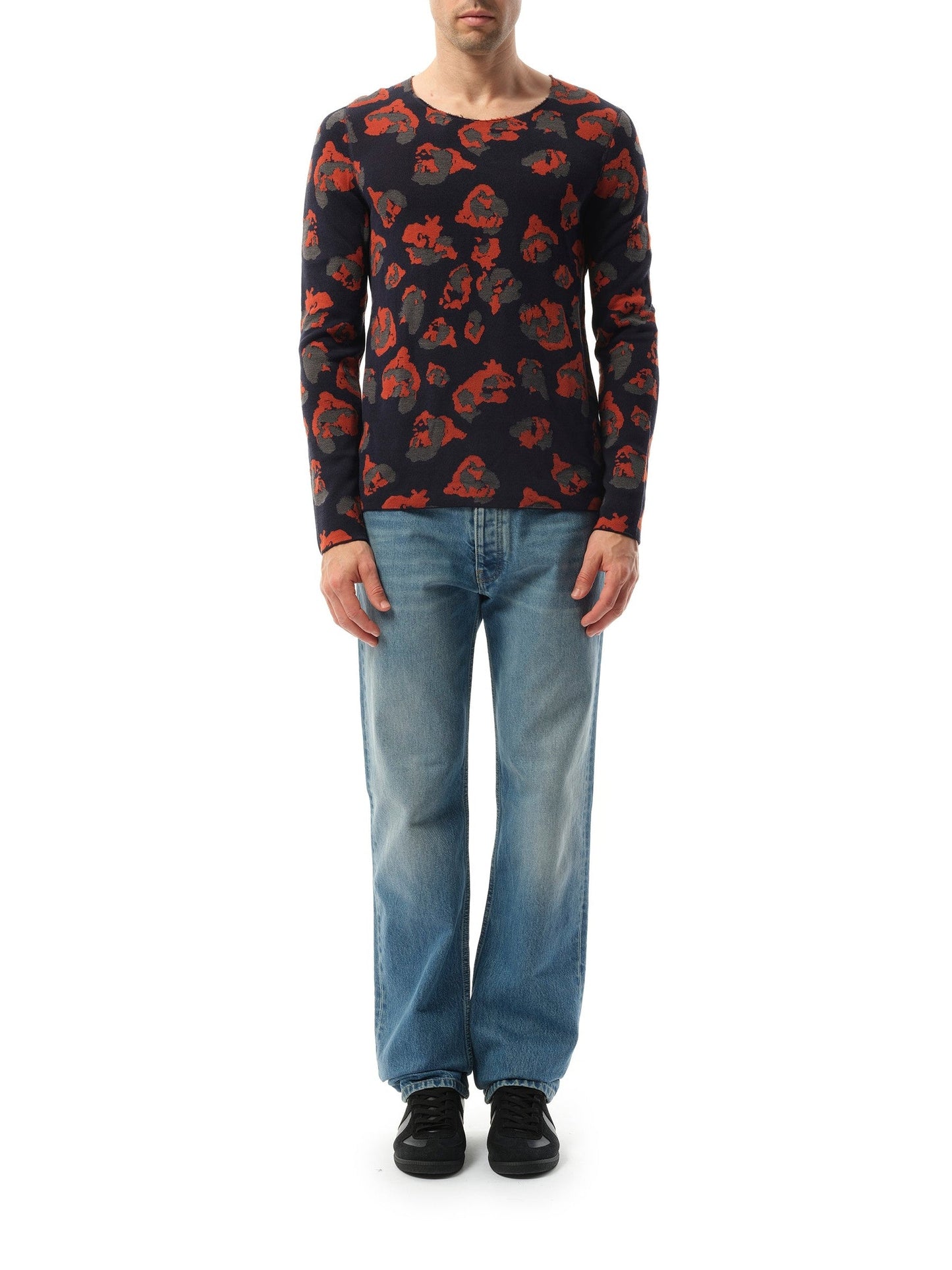 LANVIN Leopard Jacq Raw Sweatshirter (Navy)