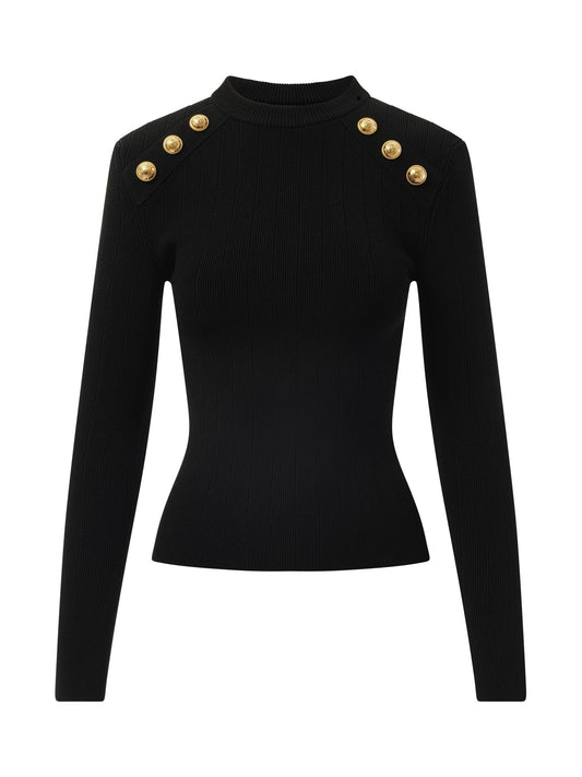 BALMAIN Button-Trimmed Sweater (Black)