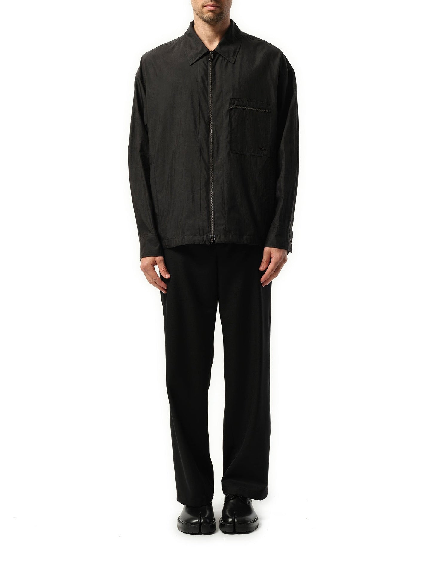 WOOYOUNGMI Nylon Zip Shirt (Black)