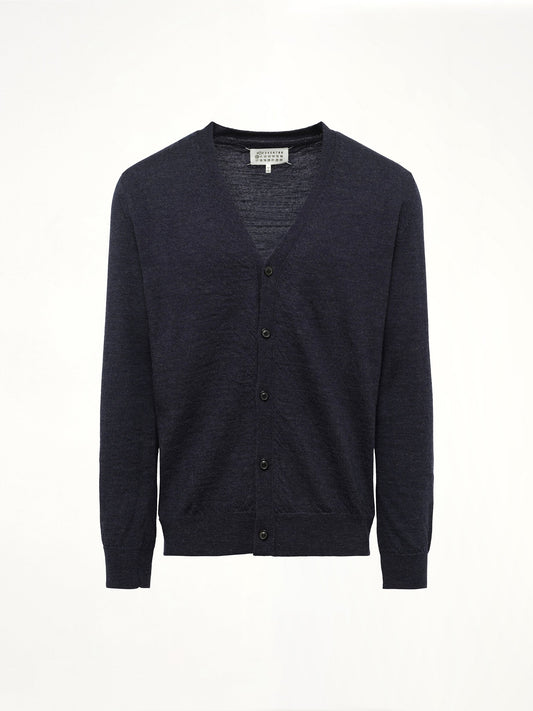 MAISON MARGIELA Gauge 12 Elbow Patch Cardigan (Navy)