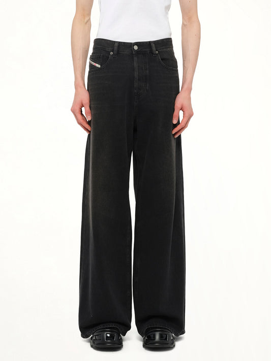 Image of Jeans. Productname: DIESEL D-RISE Wide Jeans in Black colour by brand - DIESEL