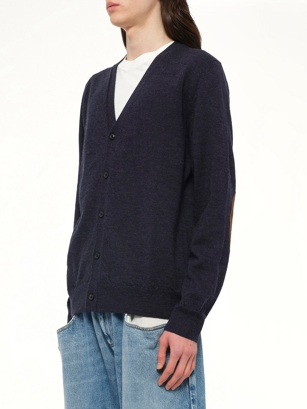MAISON MARGIELA Gauge 12 Elbow Patch Cardigan (Navy)